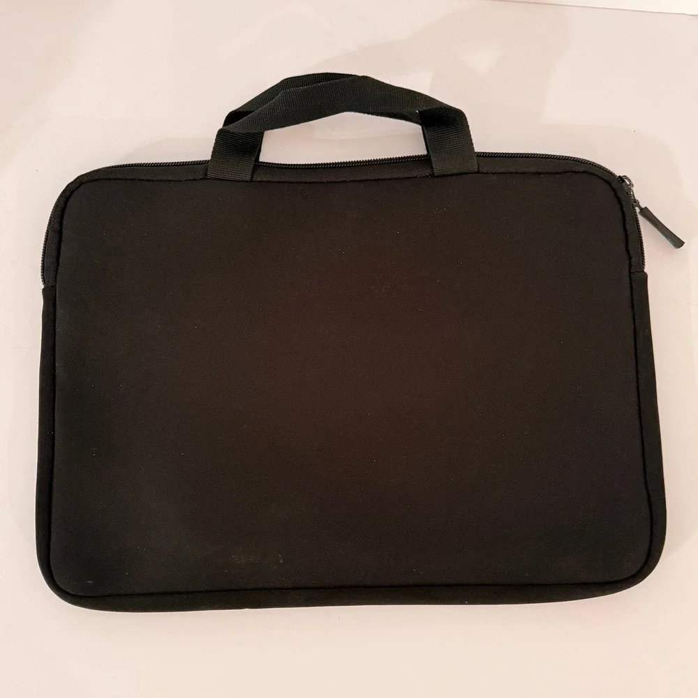 Black Neoprene Laptop Sleeve Case Padded Bag with Handles 14 inch Tech Bag